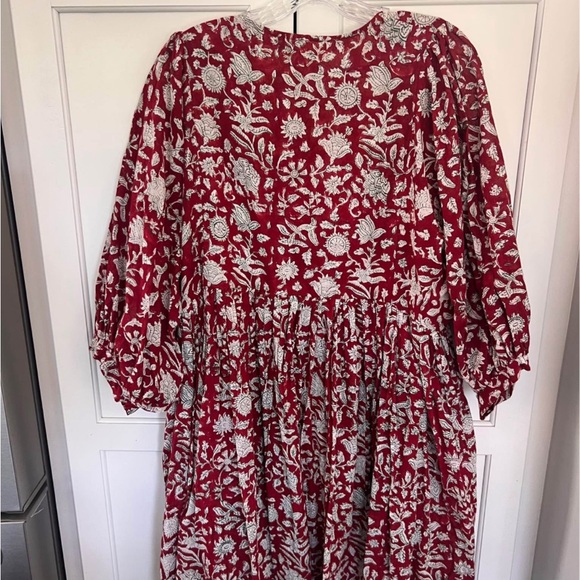 Floral block print Kyra cotton midi dress - Picture 2 of 3